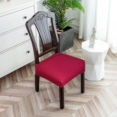 ohello Polycotton Plain Chair Cover(Red Pack of 4)