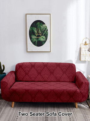 Flipkart SmartBuy Polyester 2 Seater Sofa Floral Cover(Pack of 1 Maroon)