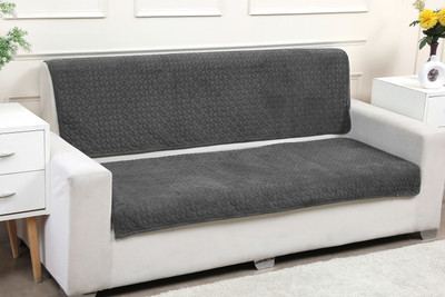 Fashion Throw Velvet 3 Seater Sofa Floral Cover(Pack of 1 Dark Grey)