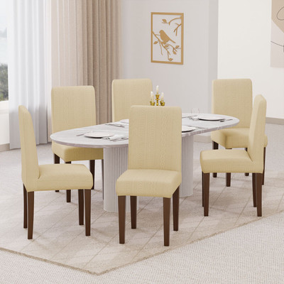 lukzer Jacquard 1 Seater Chair Plain Cover(Pack of 6 Pastel Yellow Zigzag)