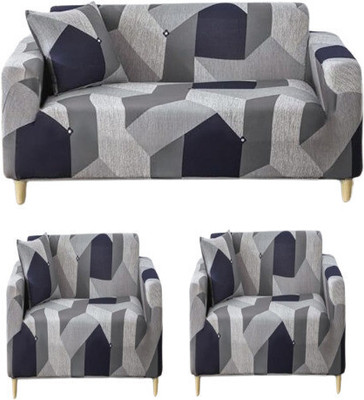 Flipkart SmartBuy Polycotton 3+1+1 Seater Sofa Geometric Cover(Pack of 3 Grey)