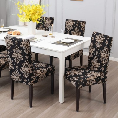 VARIKSH HOMES Polycotton Floral Chair Cover(Brown Pack of 4)