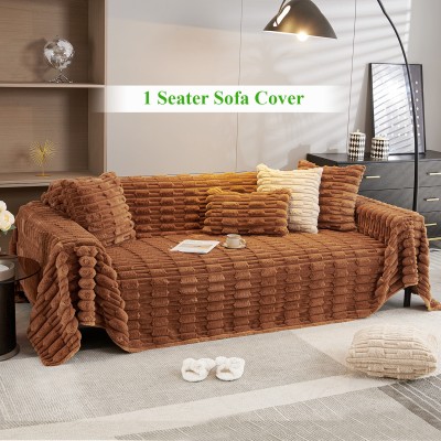 HOKiPO Wool Plain Sofa Cover(Rust Brown Pack of 1)