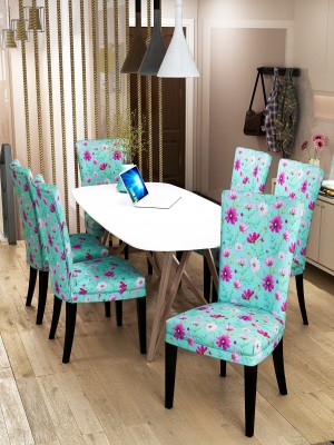 Nendle Polycotton Floral Chair Cover(Sea Green Pack of 6)