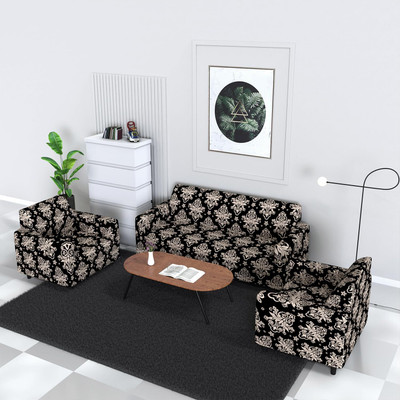 TURIYA Polyester, Polycotton 3+1+1 Seater Sofa Abstract Cover(Pack of 1 Beige, Pink, Cream, Black)