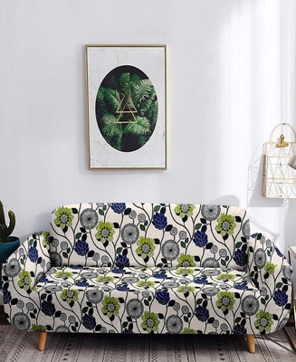 lukzer Polyester Floral 3 Seater Sofa Cover(Multicolor Pack of 1)