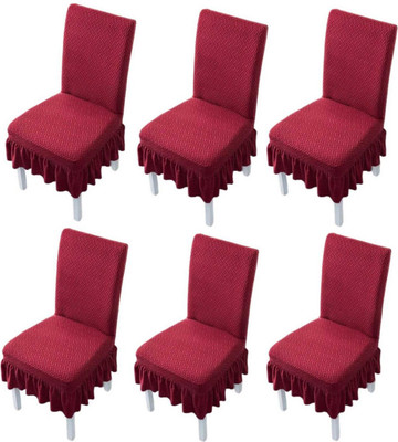 vinsano Jacquard 1 Seater Chair Plain Cover(Pack of 6 maroon)