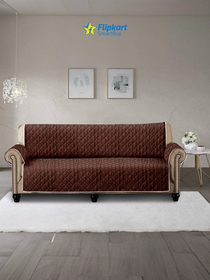 Cortina Polyester Plain 2 Seater Sofa Cover(Maroon, Brown Pack of 1)
