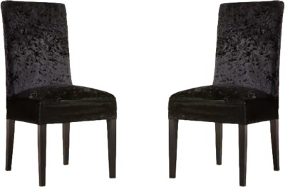 Aranaya Decore Velvet Plain Chair Cover(Black Pack of 2)