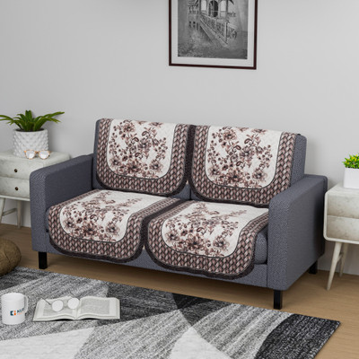 KUBER INDUSTRIES Cotton 2 Seater Sofa Floral Cover(Pack of 4 Yellow, Brown)