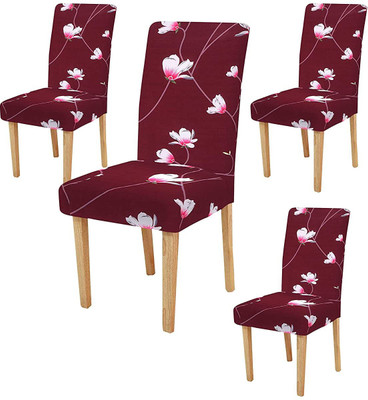 Atirap Polyester 1 Seater Chair Floral Cover(Pack of 4 Maroon)