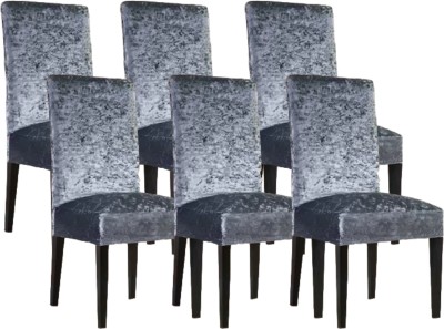 shringoori creations Velvet Plain Chair Cover(Dark Grey Pack of 6)