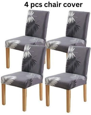 VARIKSH HOMES Polycotton Geometric 4 Seater Chair Cover(grey Pack of 4)
