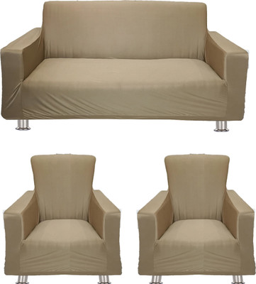 e1.88 Polyester Plain 3+1+1 Seater Sofa Cover(Beige Pack of 3)