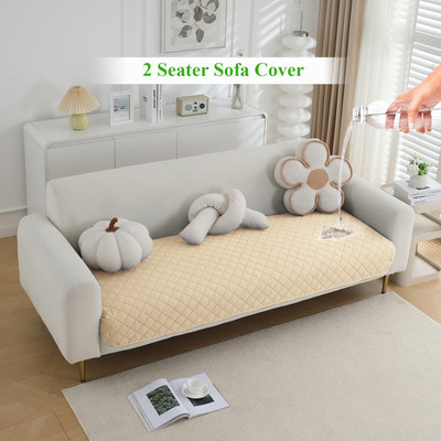 HOKiPO Polyester 2 Seater Sofa Plain Cover(Pack of 1 Beige)