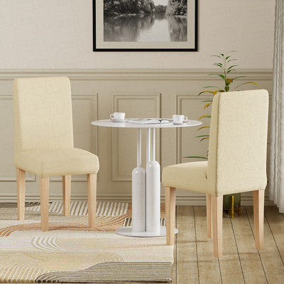 lukzer Jacquard 1 Seater Chair Plain Cover(Pack of 2 Pastel Yellow Tribal)