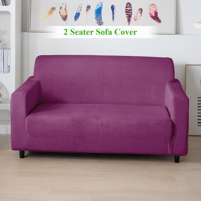 HOKiPO Velvet 2 Seater Sofa Plain Cover(Pack of 1 Purple)