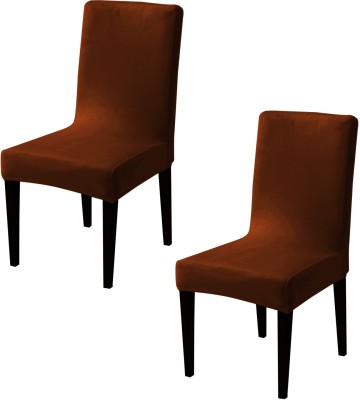 HOKiPO Velvet Plain Chair Cover(Rustic Brown Pack of 2)