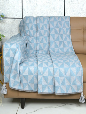 Saral Home Polyester Geometric 3 Seater Sofa Cover(GREY Pack of 1)