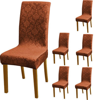 HOKiPO Velvet 6 Seater Chair Damask Cover(Pack of 6 Rustic Brown)
