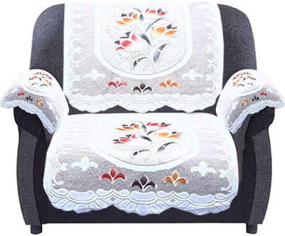 HUB OF DECOR Polyester Embroidered 3 Seater Sofa Cover(Multicolor Pack of 1)
