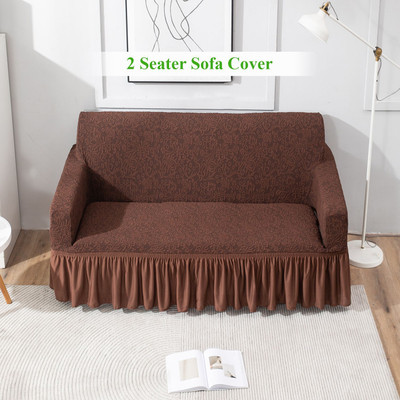 HOKiPO Jacquard 2 Seater Sofa Floral Cover(Pack of 1 Pecan Brown)