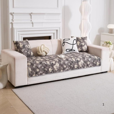 Home Cloud Cotton 1 Seater Sofa Floral Cover(Pack of 1 Grey)