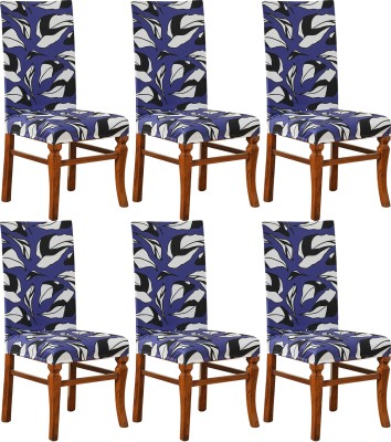 geeta fabs Polycotton Floral Chair Cover(Blue, White, Black Pack of 6)