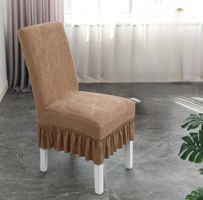 vinsano Jacquard 1 Seater Chair Plain Cover(Pack of 6 mustard)