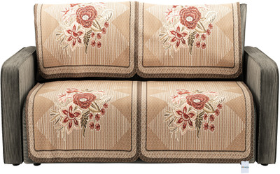 HOMESTIC Cotton 2 Seater Sofa Floral Cover(Pack of 4 Brown)