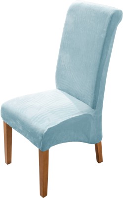 HOKiPO Velvet Plain Chair Cover(Sky Blue Pack of 1)