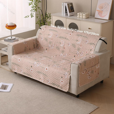 HOUSE OF QUIRK Polyester 2 Seater Sofa Plain Cover(Pack of 1 Beige Blush)