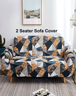 lukzer Polyester Geometric 2 Seater Sofa Cover(Multicolor Pack of 1)