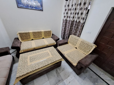 EASTTARDOMM Polycotton 3+1+1 Seater Sofa Floral Cover(Pack of 5 Gold)