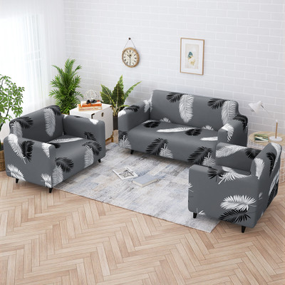 Story@home Polyester Geometric 6 Seater Sofa Cover(Grey & White Pack of 3)