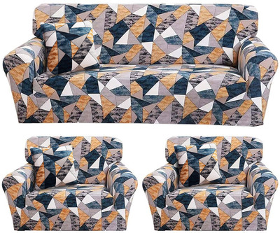 FurShine Polyester Checkered 3+1+1 Seater Sofa Cover(Multi Prism Pack of 3)