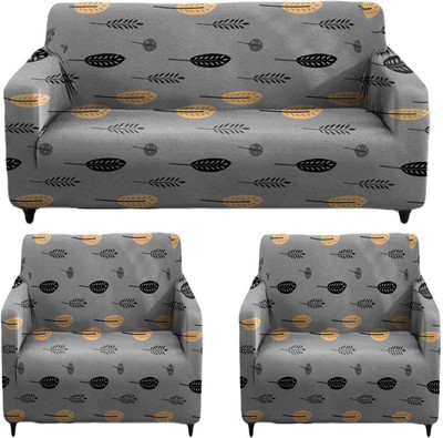 A CUBE LUXURY SOLUTIONS Polycotton, Polyester 3+1+1 Seater Sofa Floral Cover(Pack of 3 Grey)