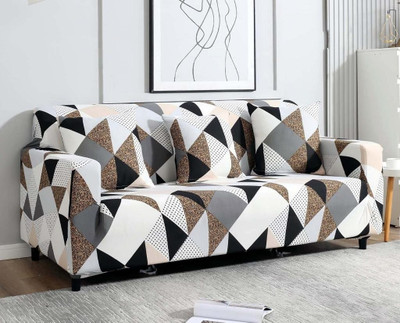 EXOTICE Polyester Geometric 3 Seater Sofa Cover(Grey Pack of 3)