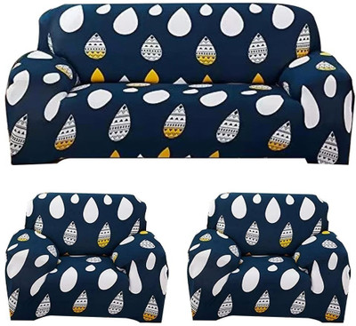 FurShine Polyester Abstract 3+1+1 Seater Sofa Cover(BLUE Pack of 3)