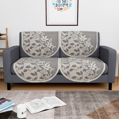 KUBER INDUSTRIES Cotton 2 Seater Sofa Geometric Cover(Pack of 4 Grey)