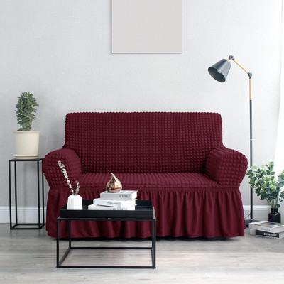 Cortina Polyester 3 Seater Sofa Plain Cover(Pack of 1 Maroon)