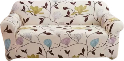 papsun Polyester Floral 3 Seater Sofa Cover(White Pack of 1)