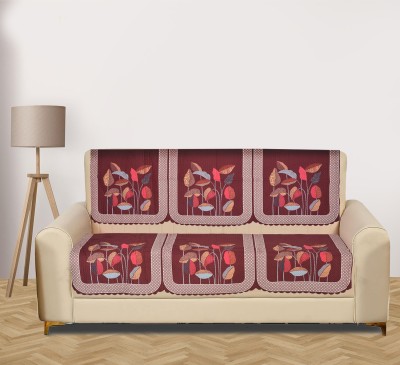 RRC Velvet Floral Sofa Cover(Red Pack of 6)