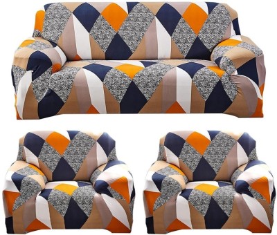 FurShine Polyester Abstract 3+1+1 Seater Sofa Cover(Multicolor Pack of 3)