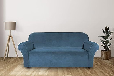 TONY STARK Polycotton Plain 1 Seater Sofa Cover(Teal Pack of 1)