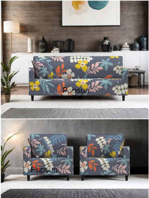 papsun Polyester Floral 3+1+1 Seater Sofa Cover(Multicolor Pack of 1)