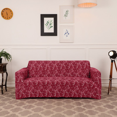Gifts Island Polyester Abstract 2 Seater Sofa Cover(Maroon Pack of 1)