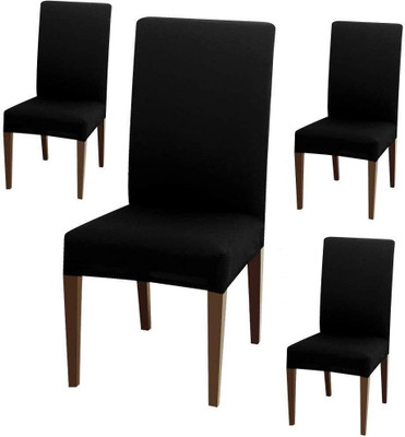 TURIYA Polycotton, Polyester 4 Seater Chair Plain Cover(Pack of 4 Black)