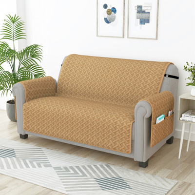 Story@home Synthetic Plain 2 Seater Sofa Cover(Beige Pack of 1)
