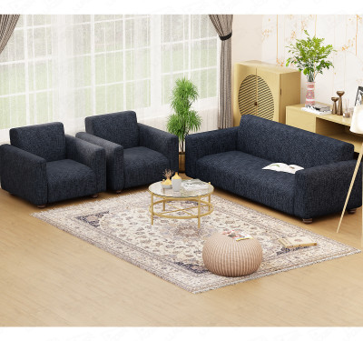 lukzer Polyester 3+1+1 Seater Sofa Floral Cover(Pack of 3 Dark Blue Lining)